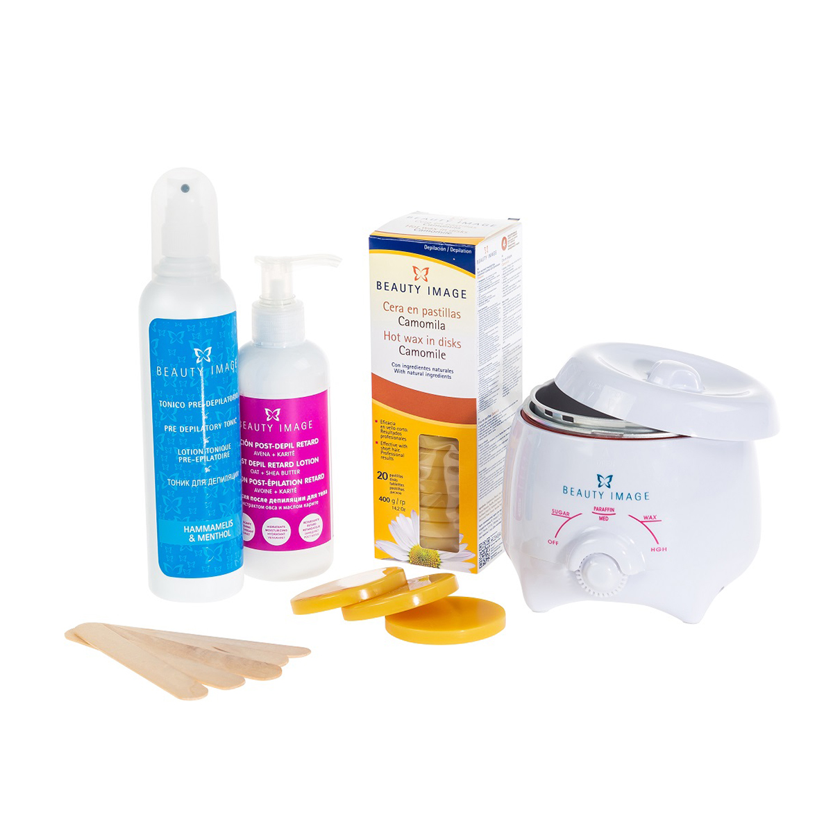 WaxingSet Wachserhitzer für Zuhause (Kamille) Heißwachs BEAUTY IMAGE