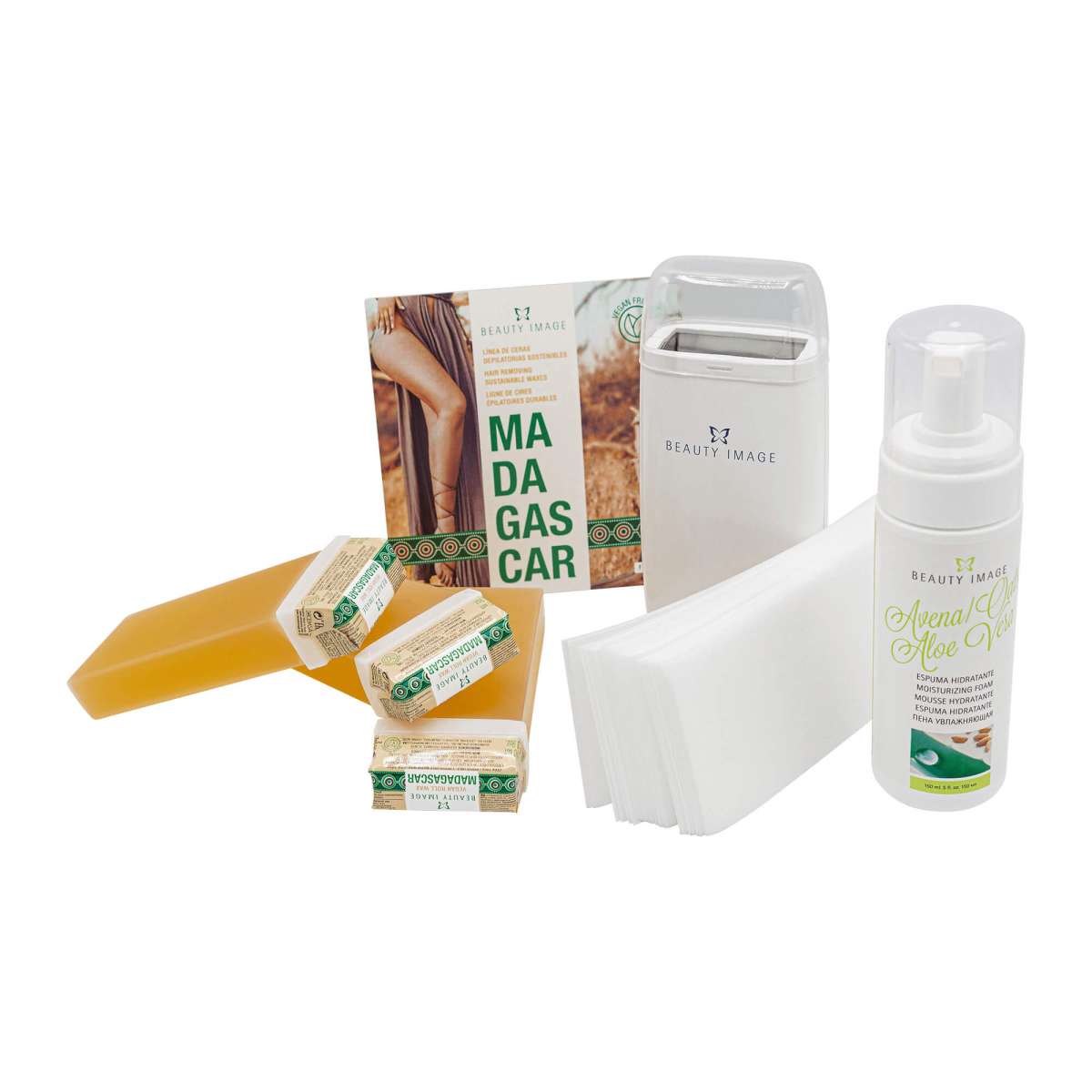WaxingSet Madagascar Vegan mit Pflegeschaum Warmwachs BEAUTY IMAGE